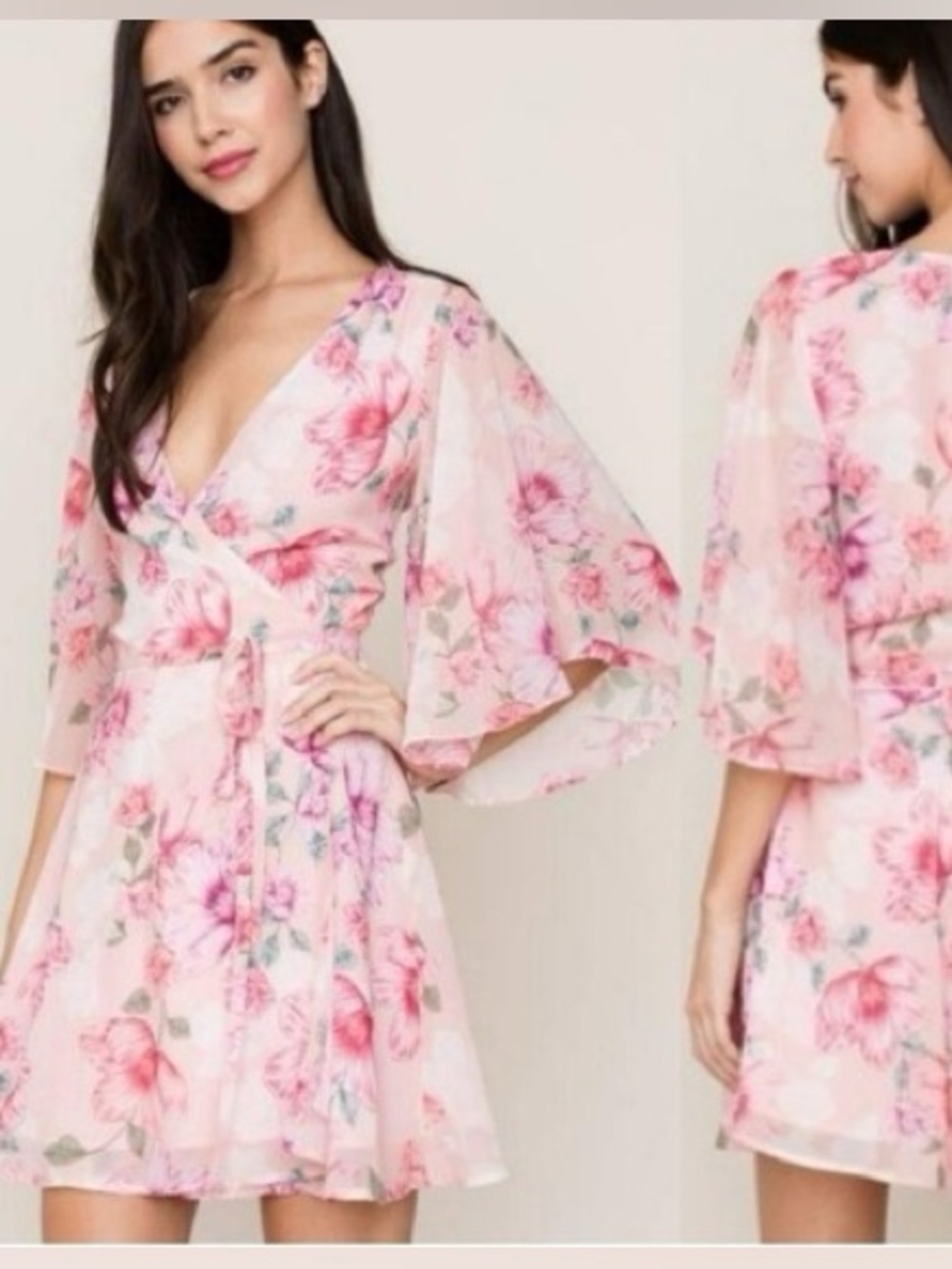 Yumi Kim Pink Floral Wrap Dress